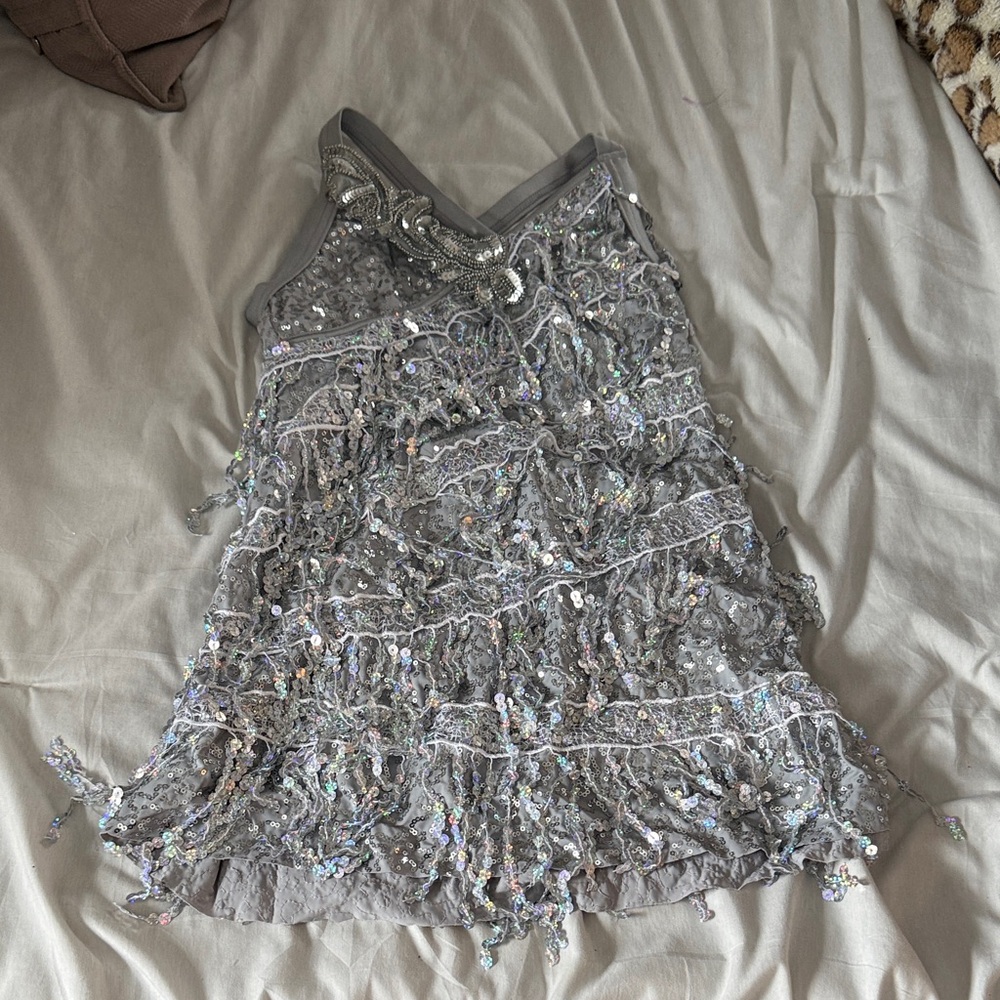 Weissman Silver Sequin Kids Dress